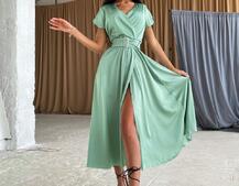 Шелковое платье-миди с широким поясом  | PUSHKA SHOP