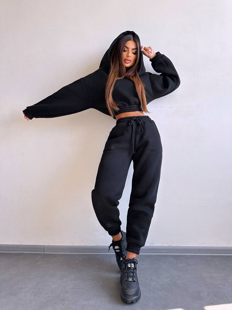 Базовий костюм на флісі з об'ємними капюшоном | PUSHKA SHOP