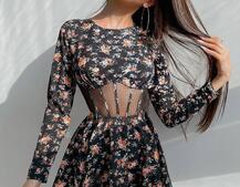 Приталенное платье с корсетной вставкой и  юбкой-солнцем   | PUSHKA SHOP