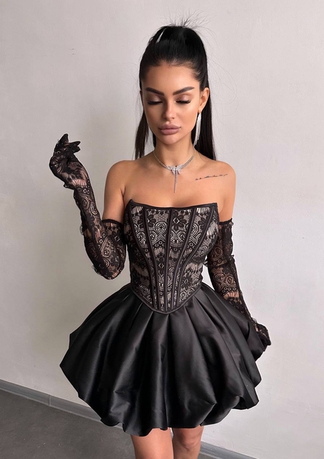 Комплект : мереживний корсет  з рукавичками + спідниця балон  | PUSHKA SHOP