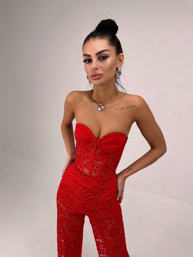 Комплект: мереживний корсет бюстьє + штани + піджак  | PUSHKA SHOP