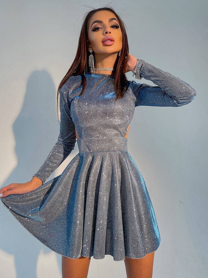 Блискуча сукня міні з відкритою спиною Блискуча сукня міні з відкритою спиною | PUSHKA SHOP