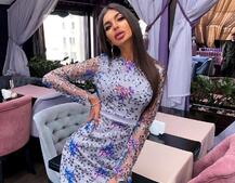 Коктейльное облегающее платье декорированное узором из пайеток Коктейльное облегающее платье декорированное узором из пайеток | PUSHKA SHOP