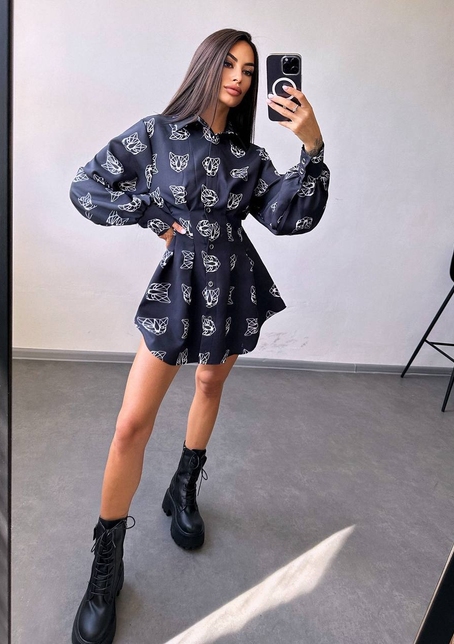 Приталена сорочка з принтом | PUSHKA SHOP