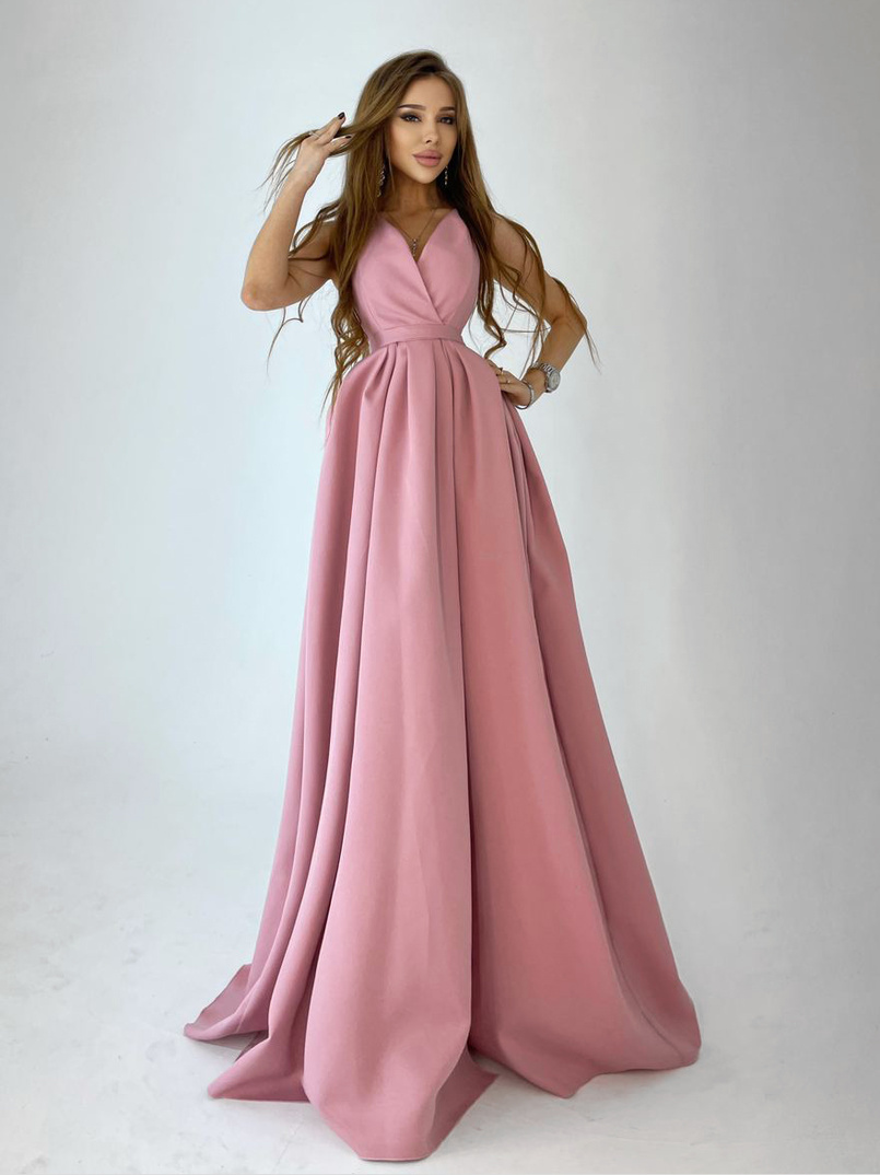 Платье макси с разрезом на юбке и запахом на груди   | PUSHKA SHOP