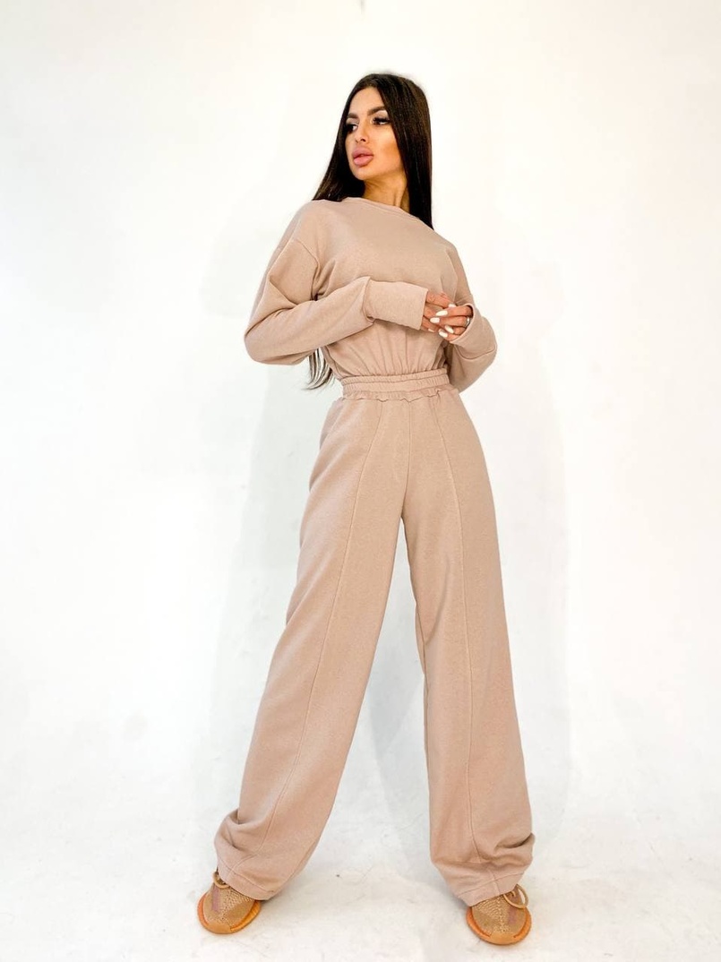 Костюм: боди + расклешенные штаны из качественной турецкой трехнитки | PUSHKA SHOP