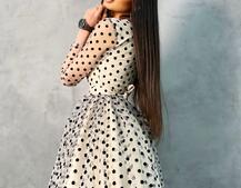 Платье мини в горох с пышной юбкой Платье мини в горох с пышной юбкой | PUSHKA SHOP