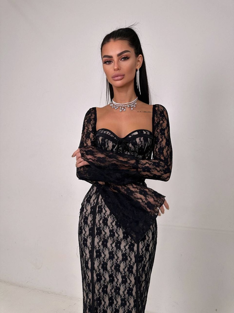 Мереживна сукня максі з чашечками    | PUSHKA SHOP