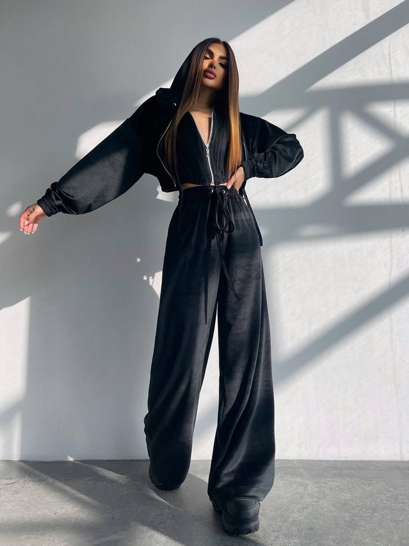 Велюровий комплект трійка: кофта + корсет на блискавці+ штани | PUSHKA SHOP