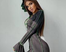 Трикотажное платье с контрастными элементами и шнуровкой  | PUSHKA SHOP