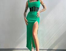 Сукня-міді  з елементами корсету   | PUSHKA SHOP