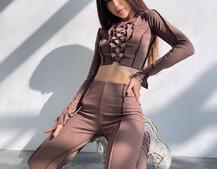 Комплект: топ зі шнурівкою на грудях + легінси | PUSHKA SHOP