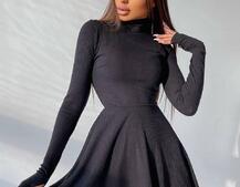 Приталенное трикотажное платье с высоким горлом Приталенное трикотажное платье с высоким горлом | PUSHKA SHOP