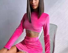 Оксамитовий комплект, декорований бахромою зі страз | PUSHKA SHOP