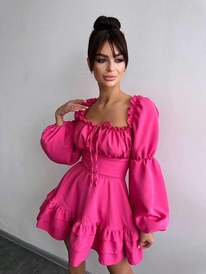 Сукня з воланами та шнурівкою  по спинці | PUSHKA SHOP