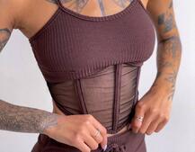 Трикотажный комплект: корсетный топ на косточках + леггинсы | PUSHKA SHOP