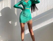 Оксамитовий комплект, декорований бахромою зі страз | PUSHKA SHOP