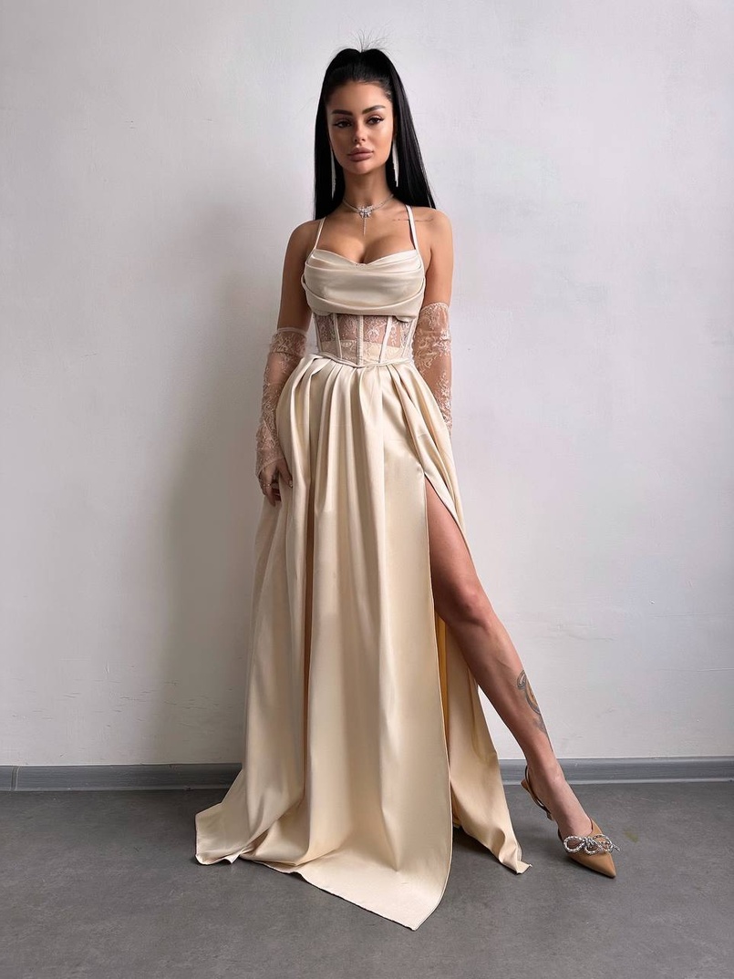 Атласний комплект: корсет + спідниця максі  | PUSHKA SHOP