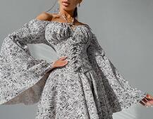 Комплект: платье с расклешенными рукавами + корсет Комплект: платье с расклешенными рукавами + корсет | PUSHKA SHOP