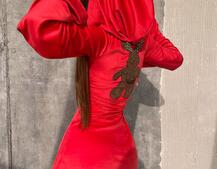 Оксамитова сукня міні з розкльошоними рукавами    | PUSHKA SHOP