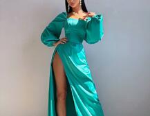 Атласний комплект: корсет + спідниця  максі з драпіруванням | PUSHKA SHOP