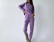 Лавандовый комплект тройка: Свитшот, джоггеры и желетка | PUSHKA SHOP