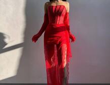 Мереживна сукня максі з рукавичками  | PUSHKA SHOP