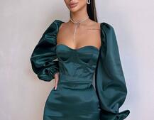 Атласний  комплект: корсет + спідниця декорована бахромою зі страз | PUSHKA SHOP