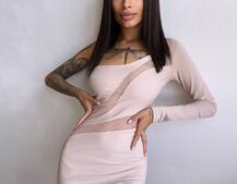 Сукня міді  із вставками сітки  | PUSHKA SHOP