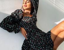 Цветочное платье-бюстье с чашечками и пышной юбкой с оборками Цветочное платье-бюстье с чашечками и пышной юбкой с оборками | PUSHKA SHOP