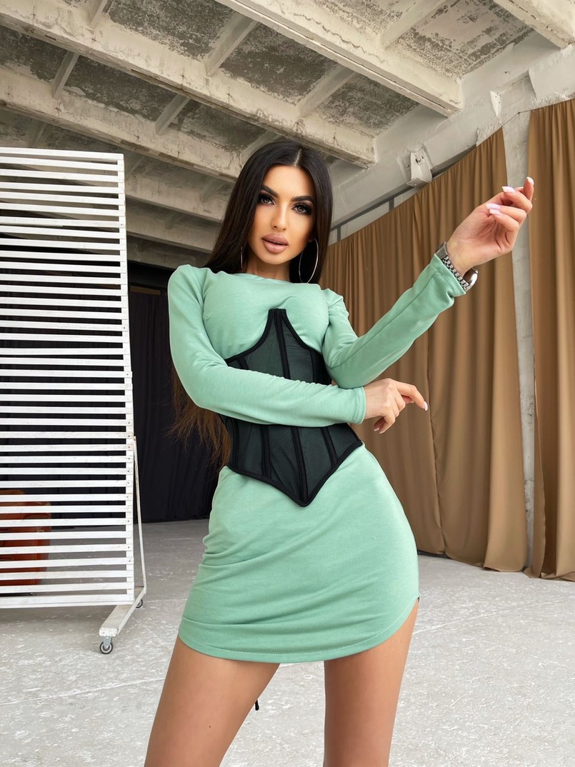 Трикотажное платье в комплекте с утягивающим корсетом  Трикотажное платье в комплекте с утягивающим корсетом  | PUSHKA SHOP