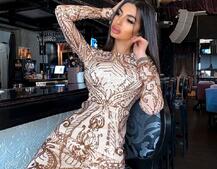 Блестящее платье по фигуре с узором из пайеток | PUSHKA SHOP