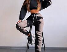 Базовий костюм на флісі з об'ємними капюшоном | PUSHKA SHOP