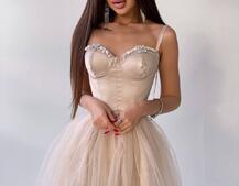 Платье-бюстье с чашечками и пышной юбкой , декорированное стразами Платье-бюстье с чашечками и пышной юбкой , декорированное стразами | PUSHKA SHOP