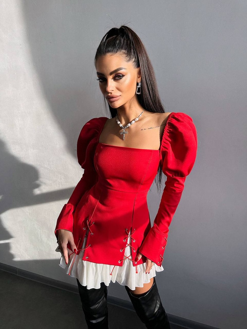 Сукня з об'ємними рукавами + спідниця з воланами Сукня з об'ємними рукавами + спідниця з воланами | PUSHKA SHOP