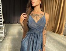 Блестящее платье-макси с разрезом Блестящее платье-макси с разрезом | PUSHKA SHOP