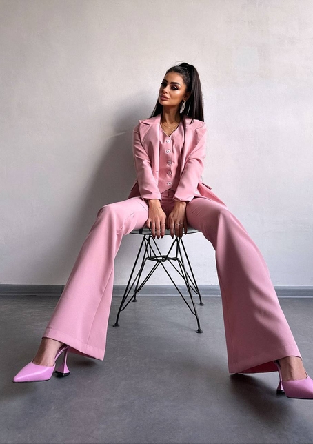 Костюм: піджак на підкладці, штани кльош+ жилет  | PUSHKA SHOP