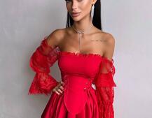 Сукня з корсетом декорована мереживом  | PUSHKA SHOP