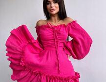 Муслінова сукня з рюшами   | PUSHKA SHOP