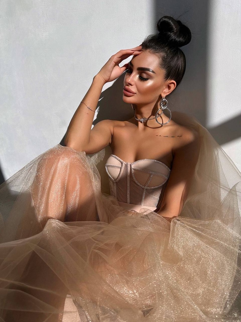 Комплект: корсет бюстьє декорований стразами + пишна спідниця максі  Ручна робота  | PUSHKA SHOP