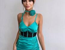 Сукня - міні з драпіруванням та трояндою-чокером | PUSHKA SHOP