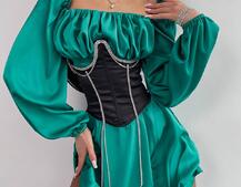 Приталена сукня з шовку  + корсет декорований стразами  Ручна робота  | PUSHKA SHOP