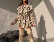 Сукня з квітковим принтом декорована мереживом    | PUSHKA SHOP