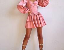 Комплект: сукня з подвійною спідницею + корсет, декорований стразами    | PUSHKA SHOP