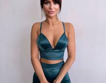 Комплект: топ з філіжанками + спідниця декорована бахромою зі страз Комплект: топ з філіжанками + спідниця декорована бахромою зі страз | PUSHKA SHOP