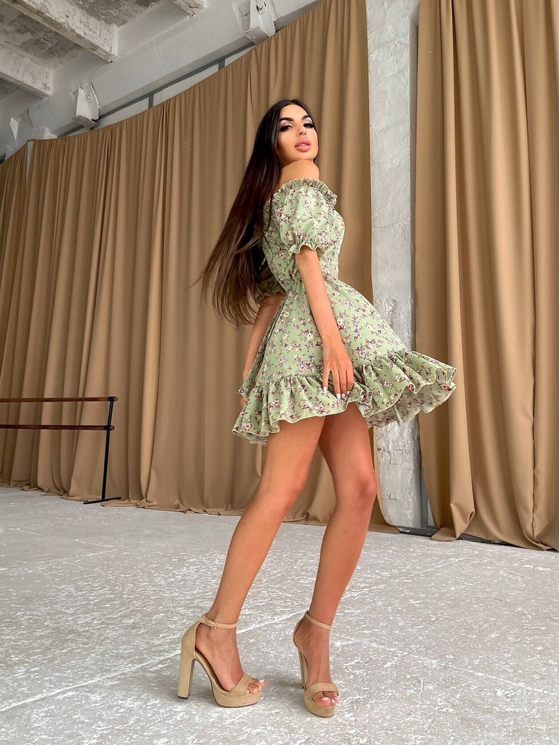 Цветочное платье с пышной юбкой и оборками | PUSHKA SHOP