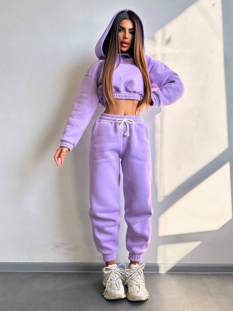 Базовий костюм на флісі з об'ємними капюшоном | PUSHKA SHOP