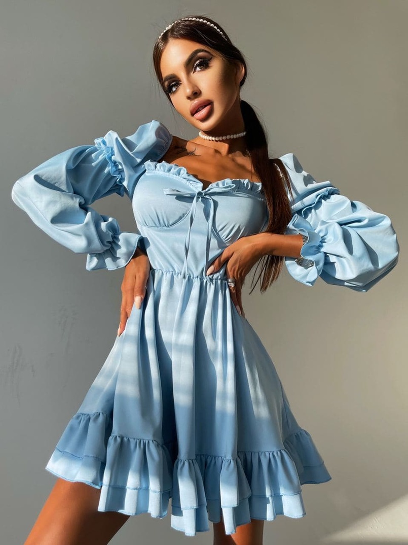 Платье с чашечками и пышной юбкой с оборками   Платье с чашечками и пышной юбкой с оборками   | PUSHKA SHOP