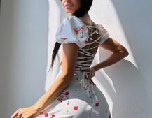 Сукня- міні у квітковий принт зі шнурівкою на спинці  | PUSHKA SHOP