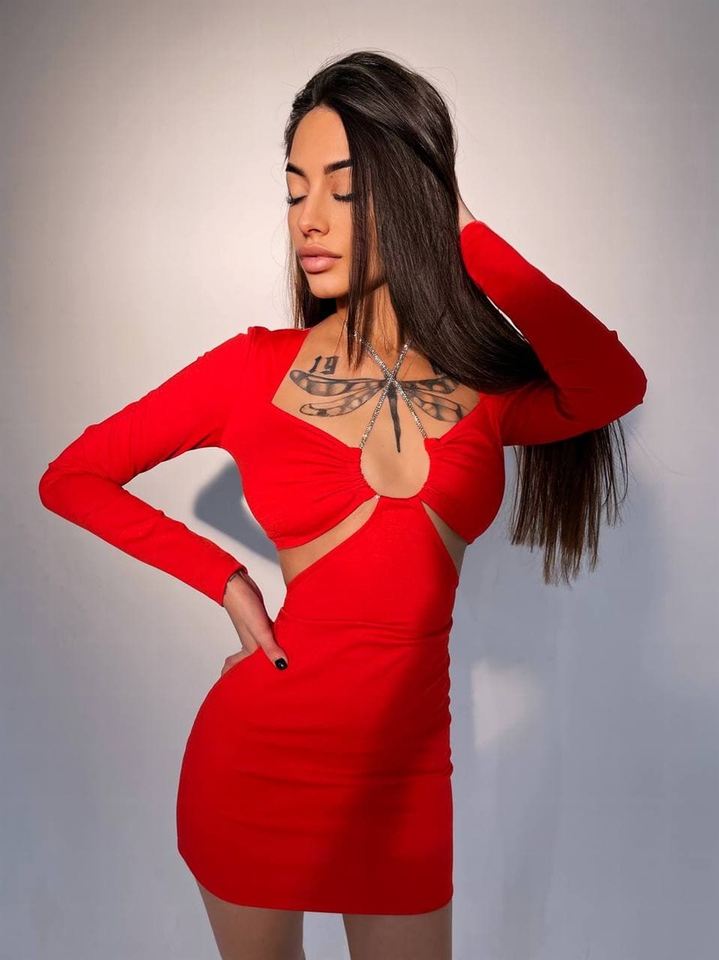 Сукня, декорована шнуром зі страз | PUSHKA SHOP